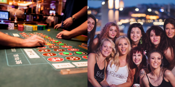 Casino table and women out partying