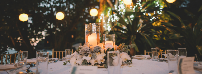 Table at wedding dinner party